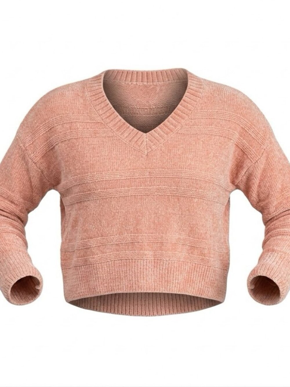 SO Womens Pink V-Neck Cropped Knit Sweater Pullover Size M NWT